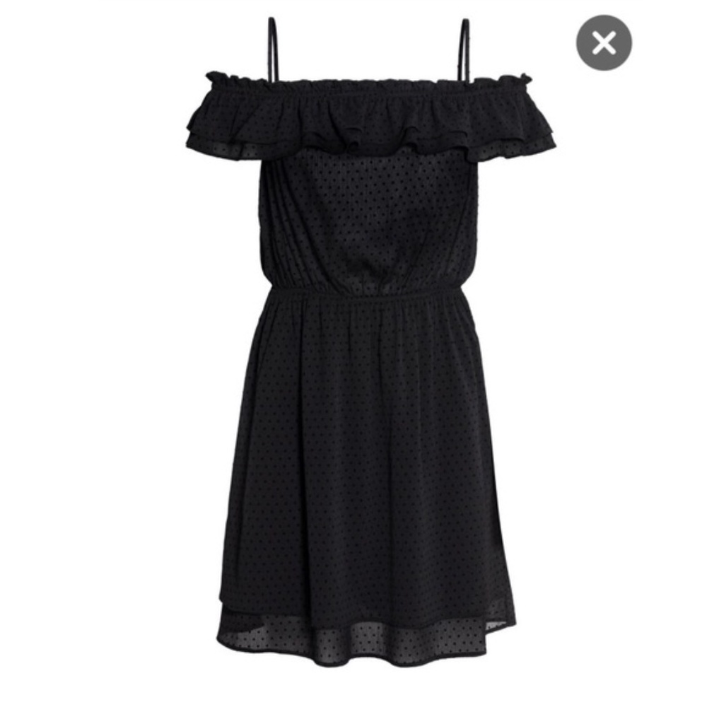 H&M Swiss Dots Little Black Dress Size 8